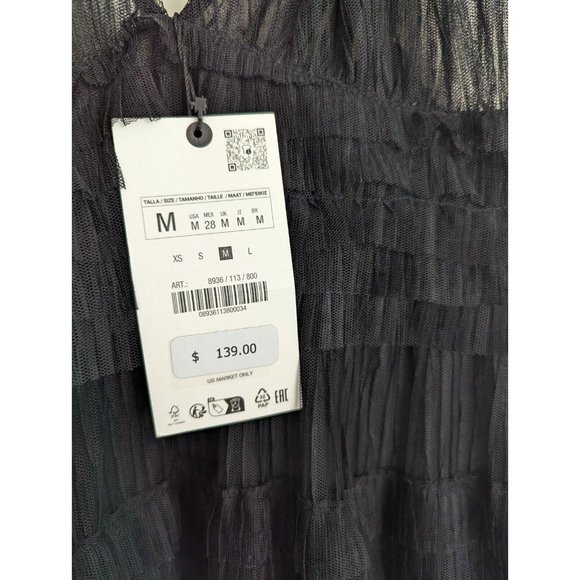 ZARA WOMAN $139 RUFFLED TULLE DRESS ZW COLLECTION BLACK XS S M L REF: 8936/113 - Picture 10 of 13
